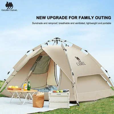 Goldencamel 4 Person Camping Tent Travel One-touch Tent Sun Protection Automatic Beach Tent Outdoor Camping Equipment