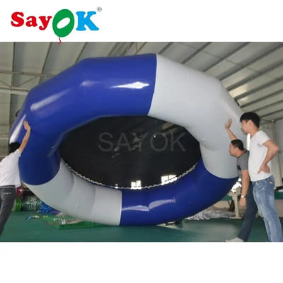 0.9mmPVC Inflatable Water Trampoline Water Bouncer/Inflatable water jumping bed jumper trampoline with electric air pump