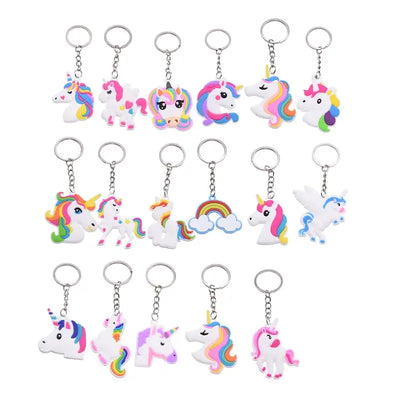 5/10pcs Trendy PVC Unicorn Key Chain Rainbow PVC Keychain for Kids Favor Gifts Decoration DIY Cute Animal Unicorn Alloy Key Ring