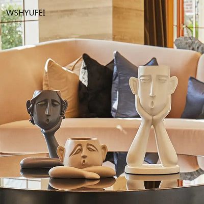 Abstract figure decoration Resin flower pot modern Vase Home Ornaments TV cabinet porch living room Sculpture Crafts furnishings
