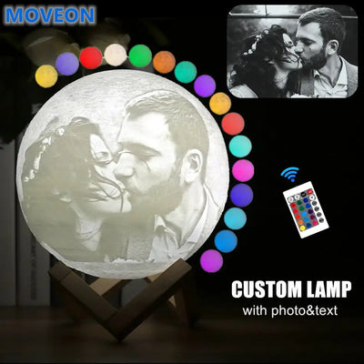 Customized Personality 3D Printing Moon Novelty Light Lunar USB Charging Night Lamp Touch/Remote 2/16 Colors Moonlight