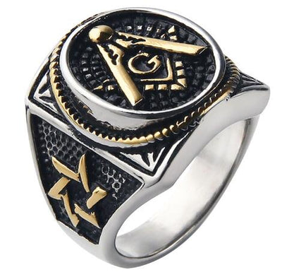 Men's Stainless Steel Freemason Masonic Rings Free Mason Signet Ring Party Ring Fashion Jewelry Accessory Gift 10pcs/lot