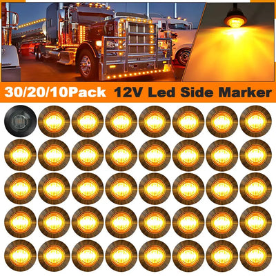 3/4 Inch Round LED Side Marker Lights Clearance Lights Front Rear Signal Lamp Indicators Light Waterproof for Truck Trailer boat