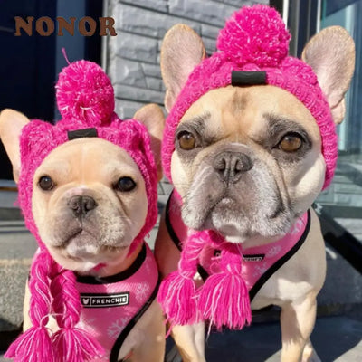NONOR Winter Knittied Dog Hat for French Bulldog Chihuahua Warm Dog Headgear Puppy Costume ChatPet Accessories Dropshiping