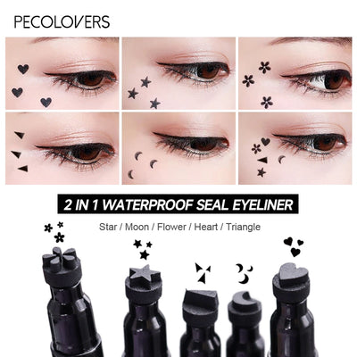 Flower Star Liquid Eyeliner Pen Waterproof Fast Dry Black Eye Liner Pencil With Eyeliner Cosmetic Double-ended Eyeliner