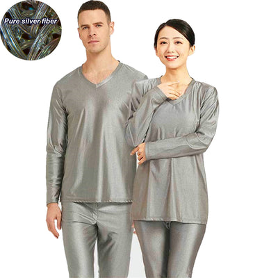 Conductive Silver Fiber Long-sleeve Underwear Antibacterial EMF/EMI/RF Blocking Anti-radiation Faraday Fabric Longjohns Soft