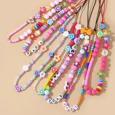 Summer Colorful Soft Polymer Chain Lanyard Mobile Phone Keychain Strap Anti-lost Handmade Cord Lanyard Phone Case Hanging Cord