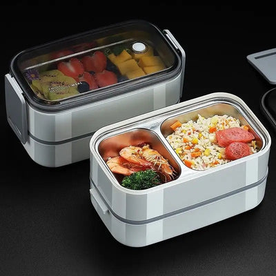 304 stainless steel lunch box for Adults Kids School Office 1/2 Layers Microwavable portable Grids bento Food Storage Containers