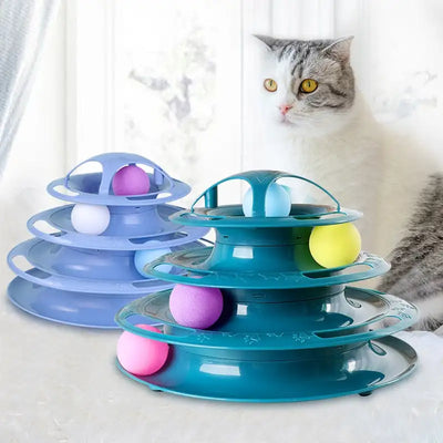 3/4 Levels Cat Toy Tower Tracks Interactive Pet Toy Training Amusement Toys for Cats Kitten Cat Tunnel Cat Accessories Pet Items