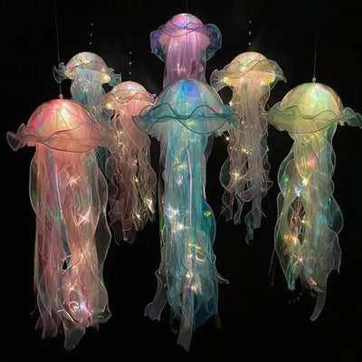 Novelty Jellyfish Lamp Handmade DIY Night Light Cute Bedroom Decor Mood Light Portable Outdoor Girls Toys Flower Lamp