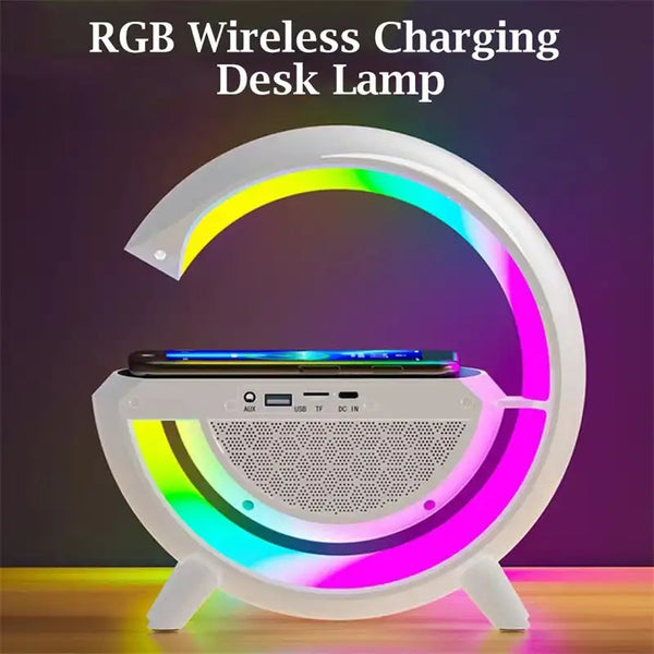 Wireless Charger Multifunctional RGB Night Light Bluetooth Speaker App Control Fast Charging Station For Iphone 12 13 14 Samsung
