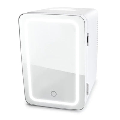 6L Mini Fridge Beauty & Skincare Refrigerator, Glass Door, White, 10.6