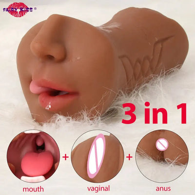Male Masturbator 3 In 1 Realistic Vagina Sexy Toys For Men Pocket Pusssy Pussy Blowjob Masturbation No Vibrator Adults Sex Goods