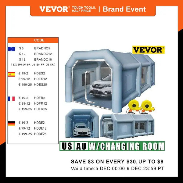 VEVOR Giant Car Tent With Blowers Inflatable Car Workstation Spray Paint Tent Booth Mobile Shelter Room Airbrush Outdoor Garage