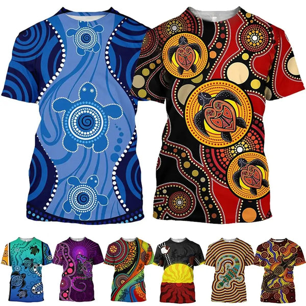 Fashion Men/women Aboriginal Indigenous Turtle Dot Painting Art 3D Printing Vertigo Hypnotic Vortex Funny Short Sleeved T Shirt