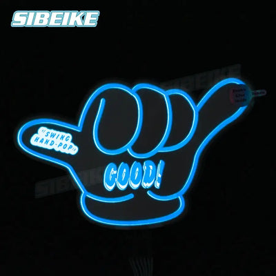 Swing Hand Pop Style Good Gesture JDM Glow Car Window Sticker Windshield Electric Car LED Sign Light Glow Panel