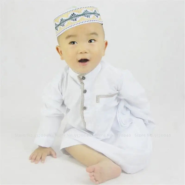 Boys Abaya Traditional Prayer Islamic Clothing Arab Kids Jubba Thobe Saudi Arabia Dubai Eid Blouse Muslim Dress Kaftan Robe Gown