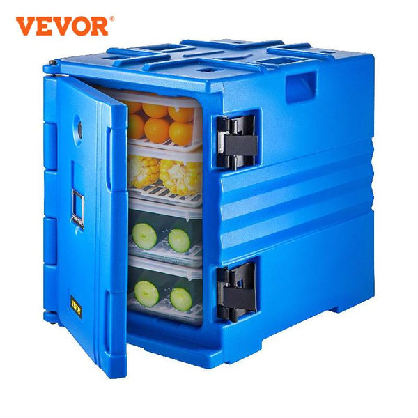 VEVOR 90L 120L Insulated Food Pan Carrier Food Delivery Container Wheeled Front Load Catering Box Outdoor Refrigerating Cabinet