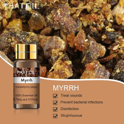 PHATOIL 5ml Myrrh Essential Oil for Perfume Candles Making Spa Massage Humidifier Bath Tangerine Thyme Vetiver Vanilla Rose