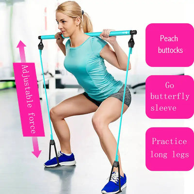 Workout Equipment Leg Women Gym Yoga Pull Rods Home Pilates Bar Abdominal Resistance Exercise Stick Toning Fitness Rope Puller