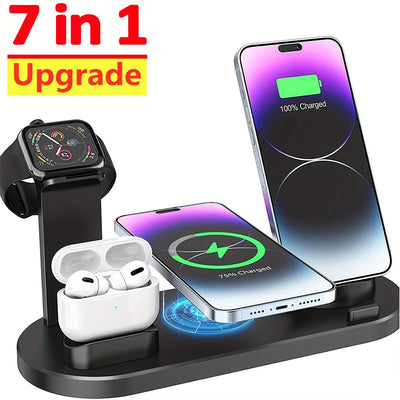15W 7 in 1 Wireless Charger Stand Pad For iPhone 14 13 12 11 XR Apple Watch Airpods Pro iWatch 8 7 6  Fast Charging Dock Station