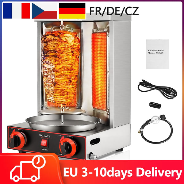 Barbecue Roast Grill Machine Vertical Oven Turkish BBQ Kebab Machine 360 Degree Rotary Grill Gyro Gas Fuel Rotisserie Equipment