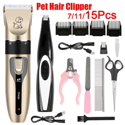 Electrical Pet Clipper Professional Grooming Kit Rechargeable Pet Cat Dog Hair Trimmer Shaver Set Animals Hair Cutting Machine