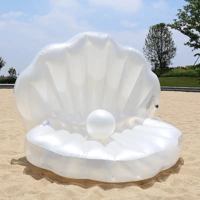 Inflatable Seashell Pool Floats with Pearl Ball, Swan Pool Floating Chair for Swimming Pool Summer Beach Party for Adults