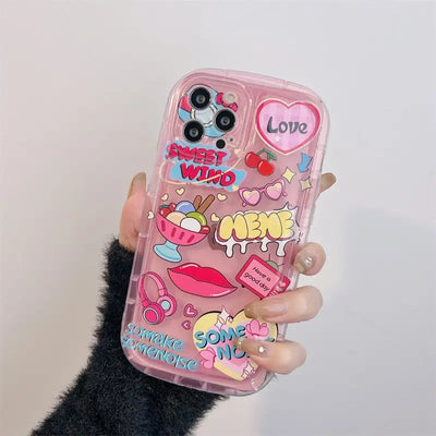 Sweet And Cool Powder Phone Case For iPhone 14 13 12 11 Pro XS MAX XR 7 8 Plus SE 2020 MINI Silicone Cover Cases