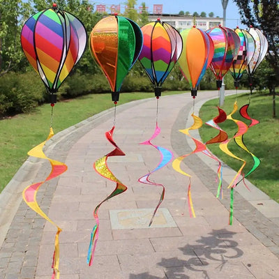 Hot Air Balloon Wind Spinner Pinwheels Rotating Sequins Windmill Ornament for Home Garden Lawn Decor Children Gift