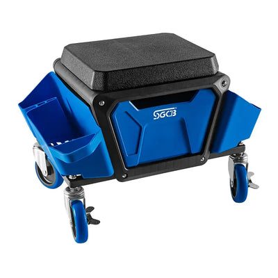 SGCB Mechanics Stool With Wheel Heavy Duty Roller Creeper Seat With Tool Storage Trays And Drawer 330 Lbs Capacity For Car Wash