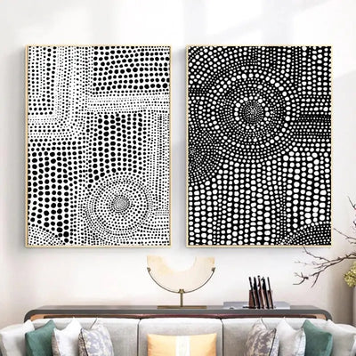 Abstract Black White Dot Sequence Wall Art Canvas Painting And Prints Nodic Poster For LivingRoom Bedroom Home Decor