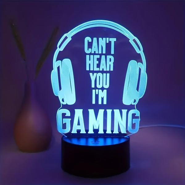1pc 3D 7 Gaming Headphones Decorated With Night Lights, Touch-controlled Color-changing Atmosphere Lights, Bedroom Bedside Decorative Lights, For Boys Girls Gifts