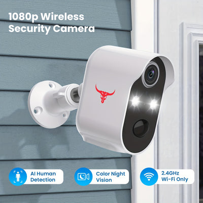 Wireless Outdoor Security Camera, Wi-Fi Battery Camera With Smart Human And Motion Detection, 1080P Video, 2-Way Audio, Color Night Vision, Cloud Storage, 2.4G WiFi, Battery Powered Outdoor IP Camera For Home Security