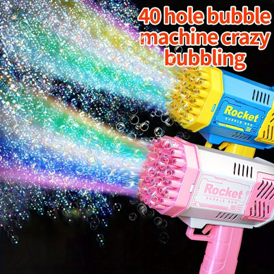 Children's 40-hole Electric Bubble Machine Handheld Automatic Bubble Gun Toy LED Light Gift (bubble Liquid And Battery Not Included) Christmas, Halloween, Thanksgiving Gift
