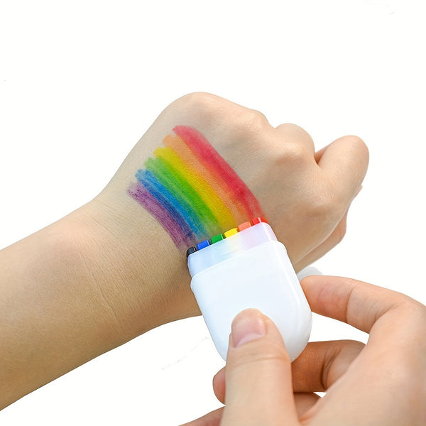 6 Colors Rainbow Face Paint Stick Painting Paste Long-lasting Skin Friendly Body Tattoo Color Oil Paint Pen