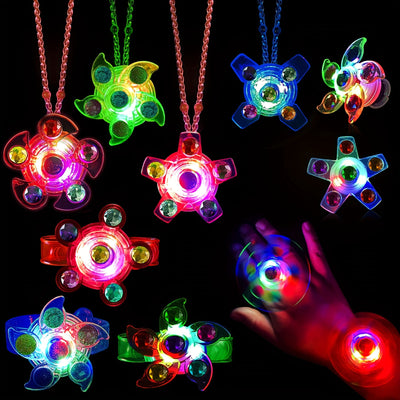 36pcs LED Light Up Fidget Spinner Party Favors For Kids Party Supplies Return Gifts For Kids Birthday Party Favors With 12 Necklaces,12 Ring, 12 Bracelet Halloween，Thanksgiving And Christmas Gift