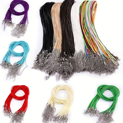 100Pcs Waxed Necklace Cord Bulk Necklace Rope String With Clasp Multicolor For DIY Bracelet Pendant Bangle Jewelry Making Small Business Supplies (18 Inches And Thickness 1.5mm 2.0mm)