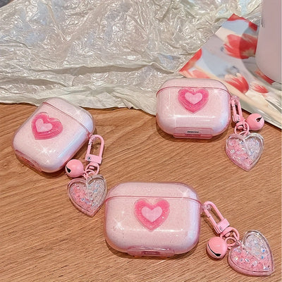 Gorgeous Glitter Pink Love Heart Airpods Case -