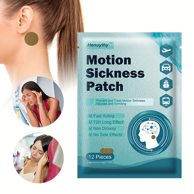 12pcs/1bag Motion Sickness Patch Defying Nausea Motion Sickness Patch For Car, Train, Boat, Cruise, And Airplane Trips