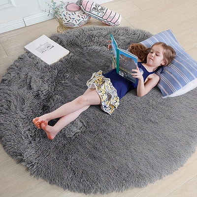 1pc Fluffy Round Rug For Bedroom, Soft Shaggy Area Rug, Super Fluffy Circle Rugs For Baby Nursery, Fuzzy Plush Rug, Furry Carpet For Children Kids Room, Cute Soft Shaggy Rug For Girls Home Decor, Fuzzy Plush Carpets For Dorm 47.2in*47.2in