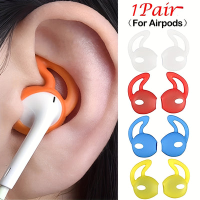 1 Pair Secure And Comfortable Anti-Slip Silicone Ear Tips And Hooks For Earphones - Enhance Sound Quality And Prevent Ear Fatigue