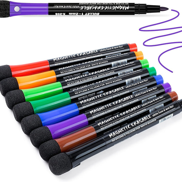 Fine Tip Dry Erase Markers 8pcs, Magnetic Dry Erase Markers With Eraser,