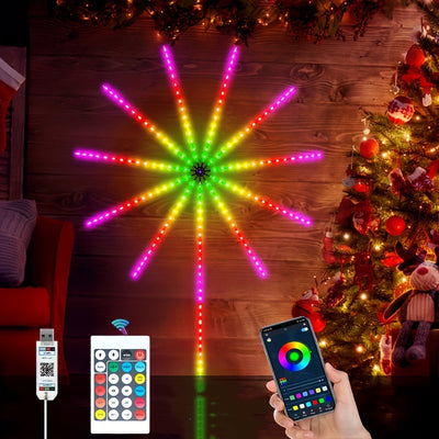 1pc Set Of Intelligent Fireworks LED Lights With Music Synchronization, RGB LED Fireworks Lights, Application/remote/USB Control Light Strips, Suitable For Christmas Decoration On Commercial Street Walls