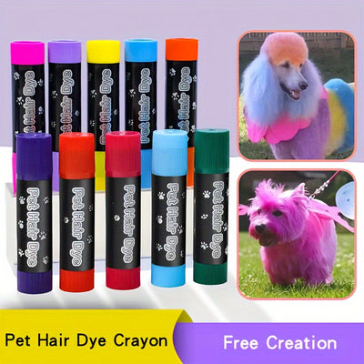 12 Colors Disposable Dog Hair Dye Paint Temporary, Pet Fur Markers Non Toxic Safe Hair Color Painting Styling Crayon