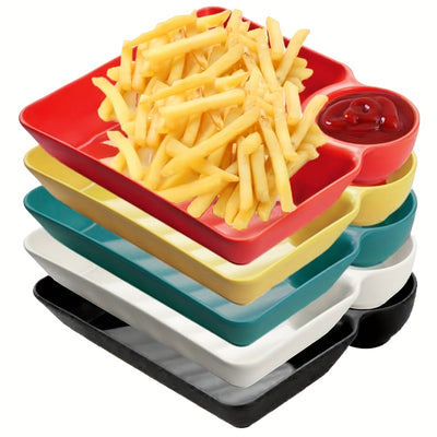 4/5pcs, Plastic Platter Set, Dessert Salad Snack French Fries Chip Plate, Sturdy Snack Plate, Sushi Plate Serving Tray Dumpling Plate, 18.54 Cmx 16.76cm Appetizers, Deli, Food, Snack, Dessert, Reusable, BPA-free