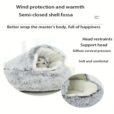Cat Bed Plush Hooded Cat Bed Cave, Cozy For Indoor Cats Or Small Dog Beds, Cat Calming Bed, Doughnut Calm Anti-anxiety Cat Bed For Small Medium Cat Sleeping
