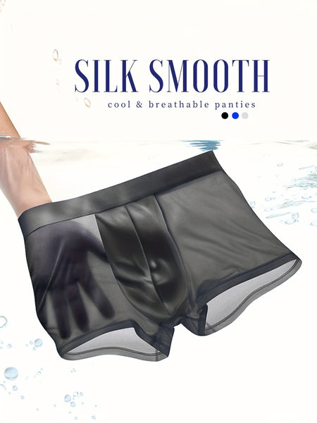 Men's Ice Silk Cool Boxer Briefs, Seamless Soft Breathable Comfy Boxer Trunks,