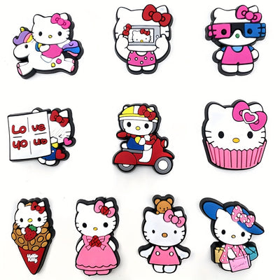 10pcs Sanrio Series Cartoon Shoe Charms Cute Hello Kitty Pattern Shoe Buckles PVC Cartoon Shoe Accessories