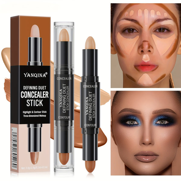 Double-headed And Dual-purpose Contour Stick, Nose Shadow Face Shadow, Highlighter Cream Brightening Skin, For Natural Three-dimensional Makeup, Waterproof Concealer Pen